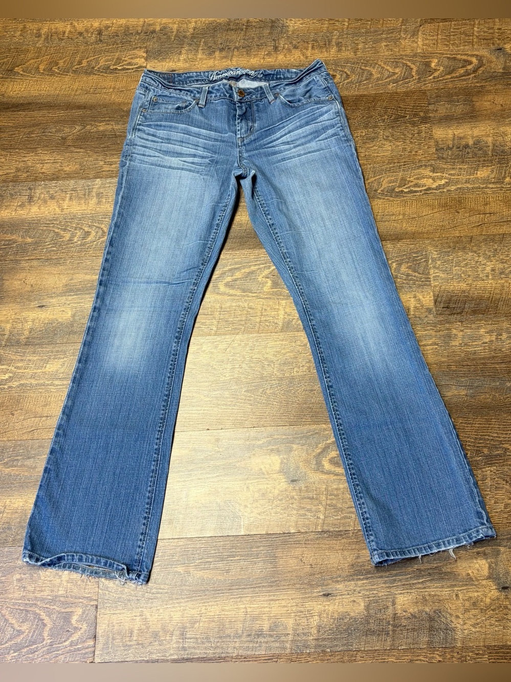 Vintage Y2K American Eagle True Boot Jeans Low Rise Womens 8 Blue Denim Distress